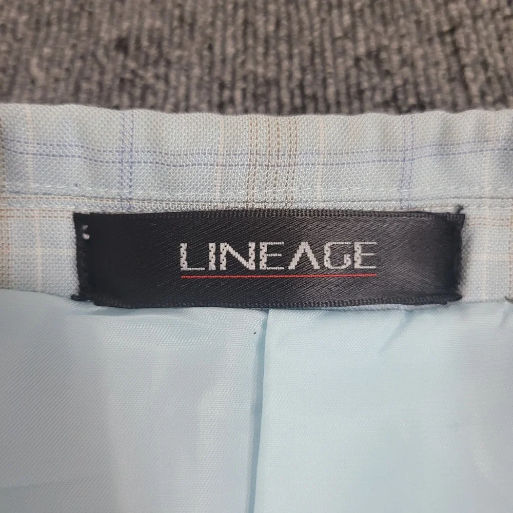 Lineage 40R W34 3 Piece Suit Mens Aqua Blue Plaid Blazer Trousers Viscose Blend
